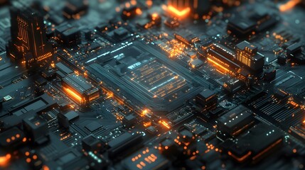 Abstract circuit board futuristic technology processing background. 