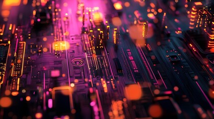 Abstract circuit board futuristic technology processing background. 