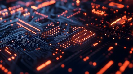 Abstract circuit board futuristic technology processing background. 