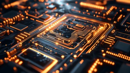 Abstract circuit board futuristic technology processing background. 