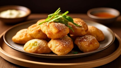 Poster -  Delicious goldenbrown appetizers ready to be savored