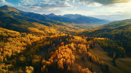 Sticker - Golden Valley: A Breathtaking View of Autumn in the Mountains