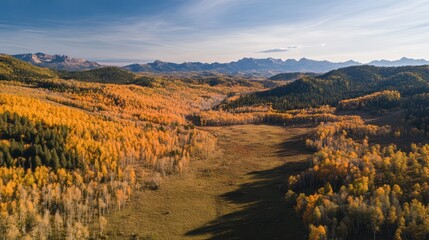 Sticker - Autumnal Landscape with Mountains in the Background