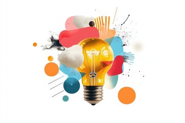 Wall Mural - vibrant fusion of color and innovation: the dynamic essence of creativity in a lightbulb design
