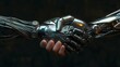 © Dmitry - A man and a robot shaking hands is a testament to the strides made in technology, suggesting a world where artificial intelligence is seen as a friend, not a foe.