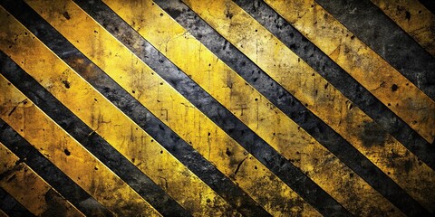 Grungy yellow black hazard stripes textured metal wall Silhouette