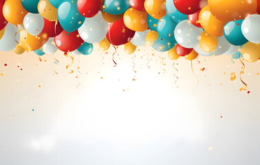 A fun and colorful balloon-filled background perfect for celebrations, featuring bright balloons in various colors 