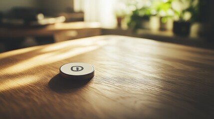 Modern Decorative Button on Wooden Surface