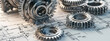 © Manuel - Intricate Metallic Gears on Engineering Blueprint