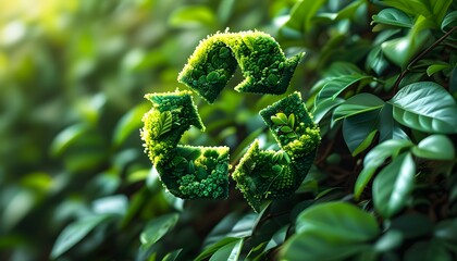 Wall Mural - Symbolic fusion of technology and sustainability amidst vibrant green foliage showcasing eco-friendly practices