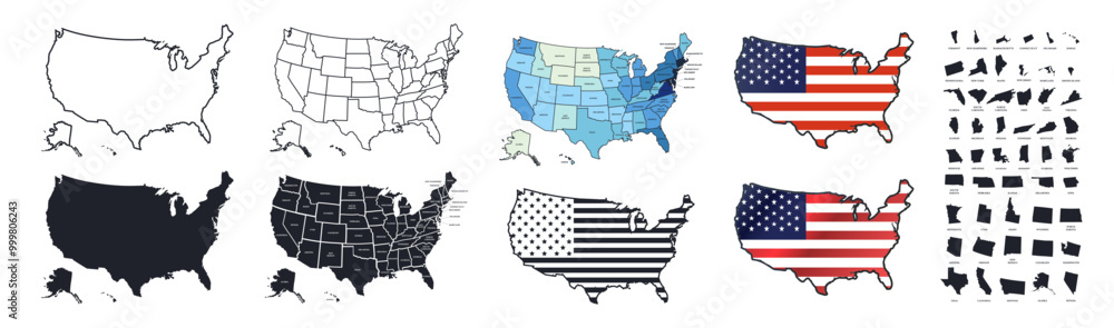 Map of the United States of America. States of the USA. USA map ...