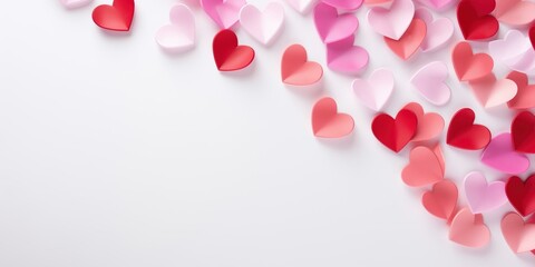 Valentine's Day Background: Pink and Red Hearts on White