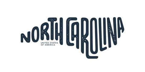 Wall Mural - north carolina. hand drawn usa state name silhouette on white background. modern typography for t sh