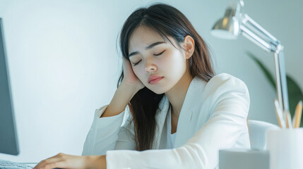 young beautiful business woman working on computer at office