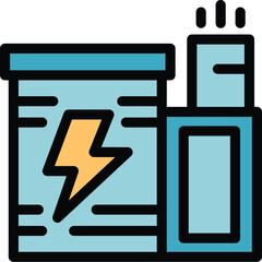 Wall Mural - Simple icon of a power plant generating electricity and emitting smoke