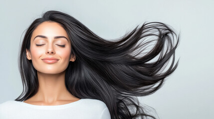 Wall Mural - young indian woman with flying hair