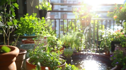 Poster - Urban Oasis: A Serene Balcony Garden