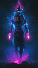 Poster - lord shiva on neon background