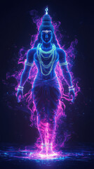 Canvas Print - lord shiva on neon background