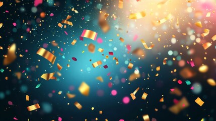 Wall Mural - Colorful Confetti Falling on a Festive Background