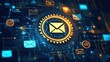 © savittree - Digital email interface with automation gears and spam filter icons, illustrating efficient email campaign management and marketing strategies