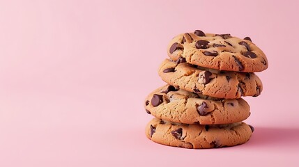 Wall Mural - fresh cookies isolated on pink background