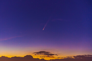 Comet Tsuchinshan Atlas C 2023 A3, periodic comet passing perihelion September 2024, star map night morning sky backgrounds sunrise dawn sunset