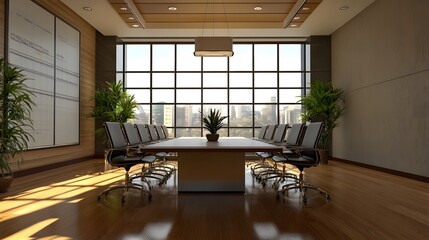 Wall Mural - Modern meeting room with copyspace. 