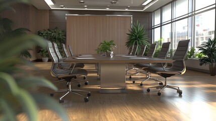 Wall Mural - Modern meeting room with copyspace. 