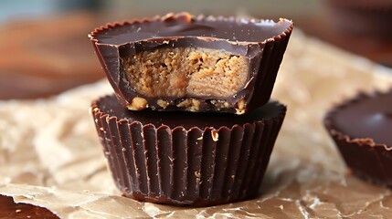 Wall Mural - Healthy peanut butter chocolate cups