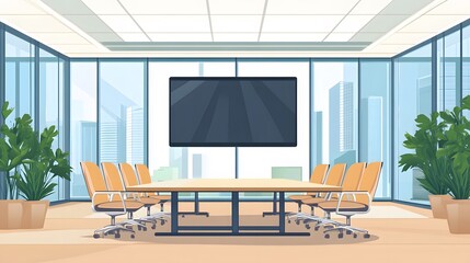 Wall Mural - Modern meeting room with copyspace. 