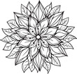 © Rasel's Design - Floral flower outline vector art on a white background, Black outline drawing of floral flowers.