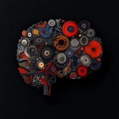 Abstract Brain Made of Gears and Cogs