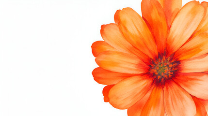 Watercolor calendula, vibrant orange petals, isolated on white, soft brushstrokes, clean floral design., ready to bring joy to any space , cartoon drawing, water color style