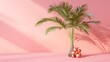 Palmyra palm toddler palm or sugar palm fruit isolated on pink background