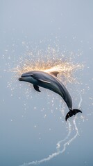 Wall Mural - Dolphin Leaping Through Sparkling Lights.