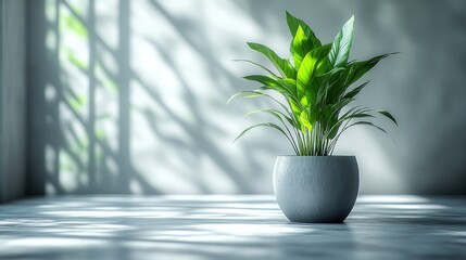 Wall Mural - A potted plant in a sunlit room, creating a serene atmosphere.