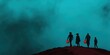 © Rohit k  - Family joyfully climbs a hill on a creepy halloween evening, each carrying a illuminated pumpkin, setting a mysterious and eerie mood with fog and vibrant lights