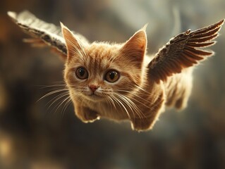 Wall Mural - Flying Kitten with Wings: A Magical Fantasy