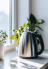 Wall Mural - 74. A sleek electric kettle on a modern kitchen counter