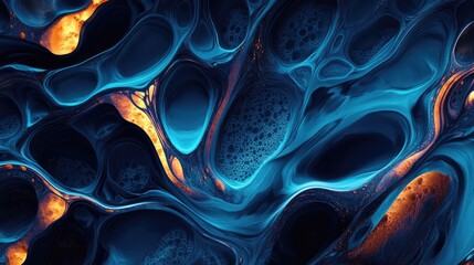 Wall Mural - Abstract Swirling Blue and Orange Liquid Art