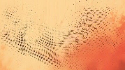 Poster - Abstract Halftone Pattern Over Warm Toned Gradient Backdrop With Vintage Aesthetic