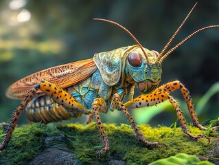 Sticker - Vibrant Grasshopper Close Up - Nature Photography