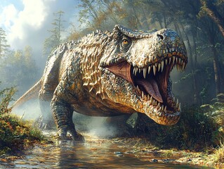 Poster - Tyrannosaurus Rex in the Jungle: A Prehistoric Predator