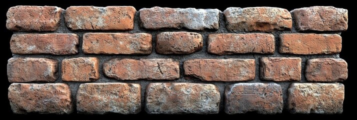 Poster - A rustic brick wall with uneven mortar joints and a distressed, weathered texture