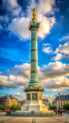 The column and statue at the Place de la Bastille timelapse in Paris.