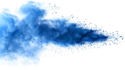 Abstract blue dust explosion on white background, Freeze motion of blue powder exploding ,Blue color powder explosion on white background