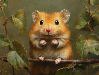 Wall Mural - Cute Hamster Portrait: A Close-Up Look at a Furry Friend