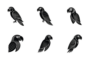 Poster - Collection of parrot birds logo icon, parrot birds silhouette vector illustration