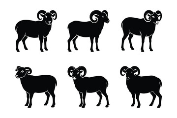 Poster - Vector Sheep Set. Set of Goat logo icons Illustrations. silhouette black color vector art illustration